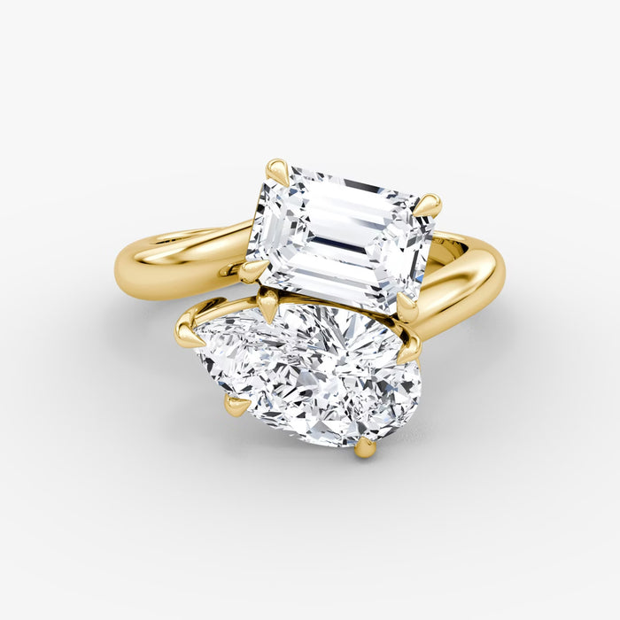 18K Solid Gold Double-Diamond Wedding Ring