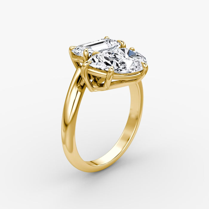 18K Solid Gold Double-Diamond Wedding Ring