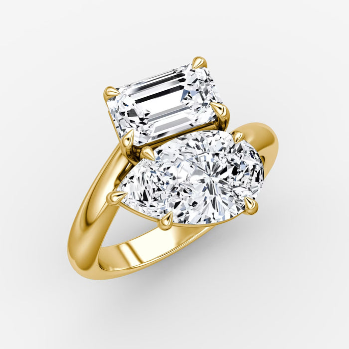 18K Solid Gold Double-Diamond Wedding Ring