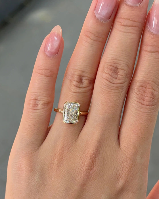 Solitaire Bezel Set Radiant Diamond Ring
