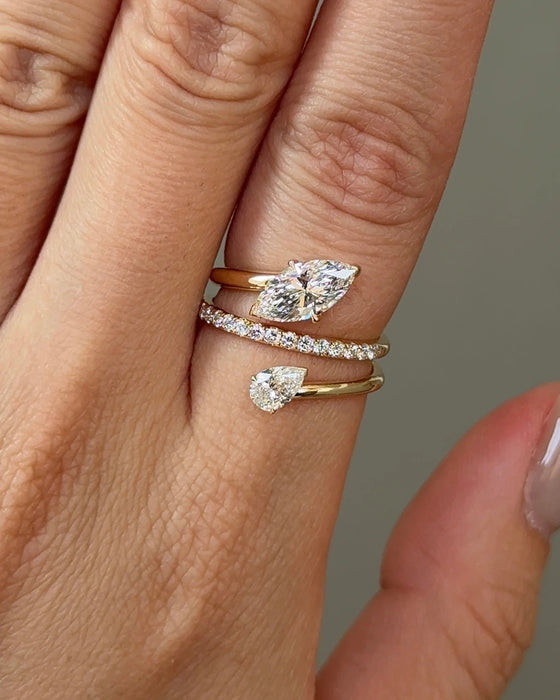 Marquise and Pear cut Twisted Pavé Diamond Ring