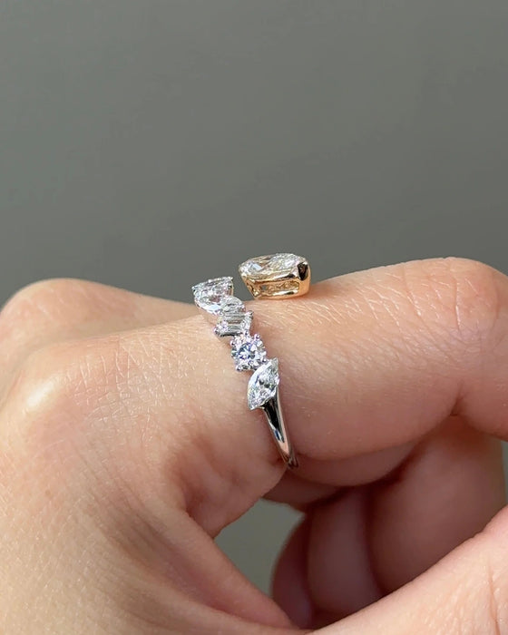 Two Tone Marquise Diamond Open Band