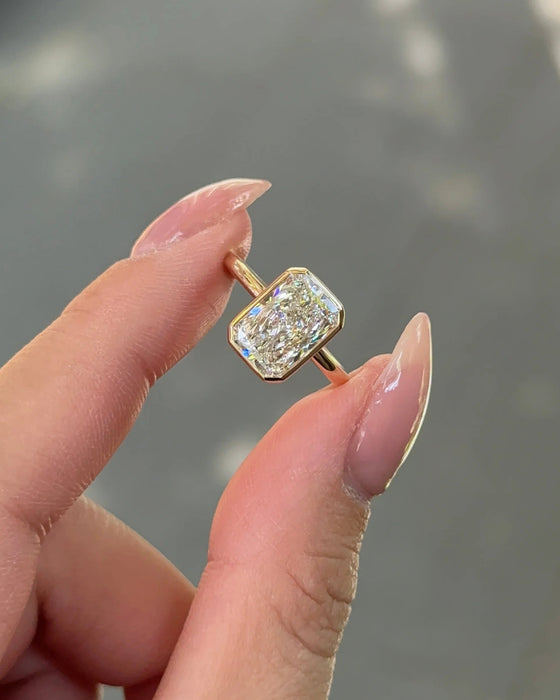 Solitaire Bezel Set Radiant Diamond Ring
