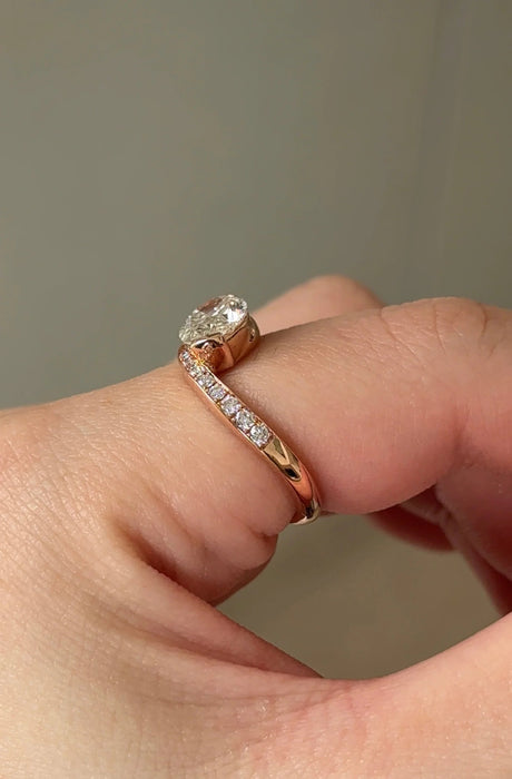 Oval Cut Curvy Pave Diamond Ring