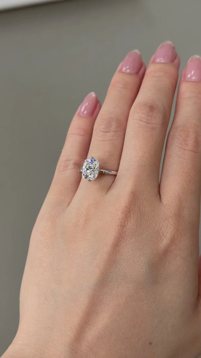 Cushion Cut Diamond Ring with Hidden Halo
