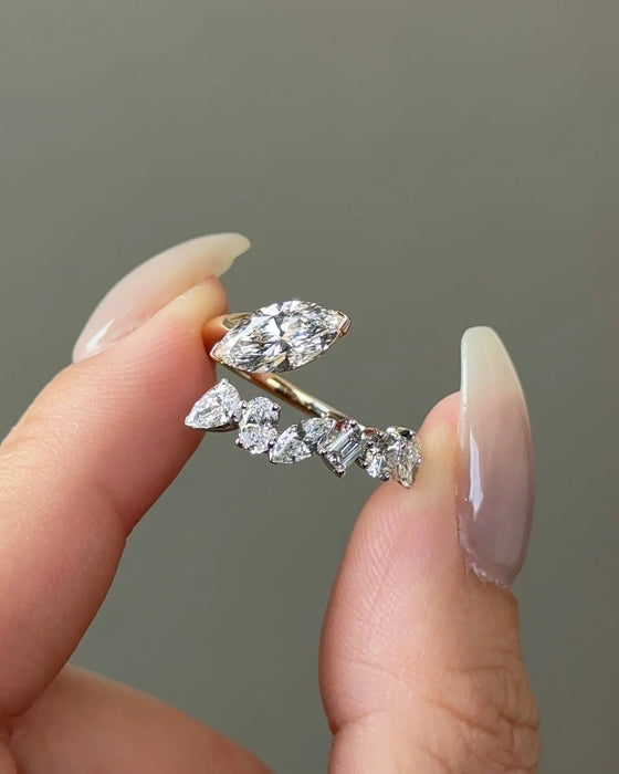 Two Tone Marquise Diamond Open Band