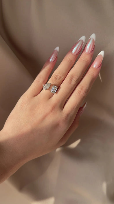 Emerald & Pear Cut Cuff Diamond Ring