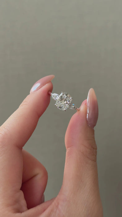 Three Stone Cushion Cut Diamond Ring