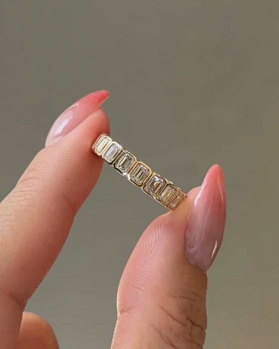 Emerald Cut Bezel Diamond Eternity Band