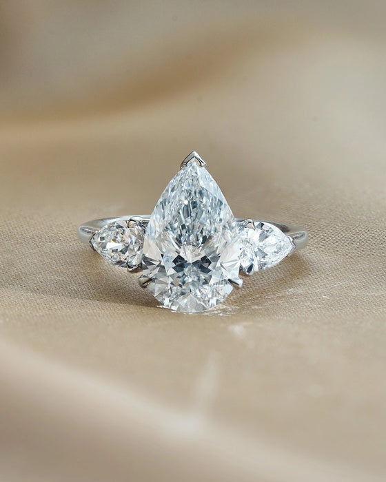 Three-Stone Pear Cut Diamond Ring