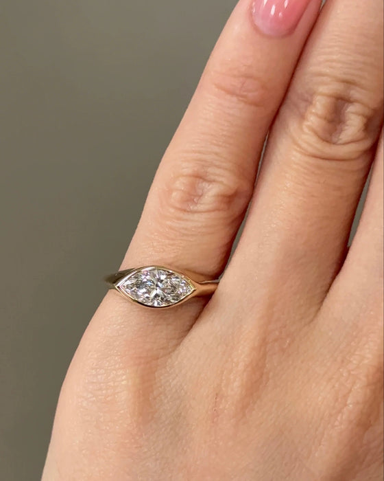 Bezel Set Marquise Pinky Diamond Ring