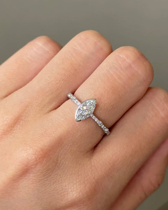 Bezel Set Marquise cut Arc Diamond Ring
