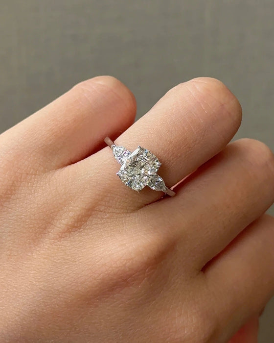 Three Stone Cushion Cut Diamond Ring