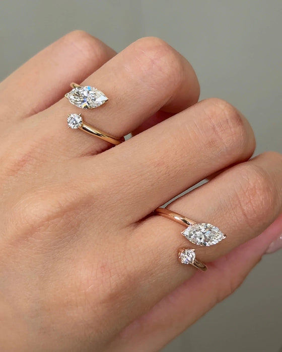 Marquise and Round Cut Twist Diamond Ring