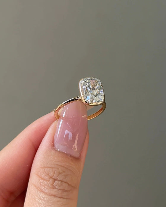 Cushion Solitaire Bezel Set Diamond Ring