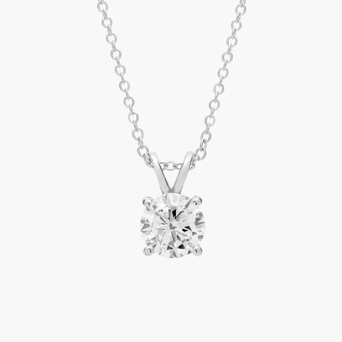 Solitaire Double-Bail Diamond Pendant Necklace