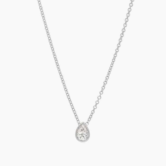 Solitaire Pear Shaped Bezel Necklace