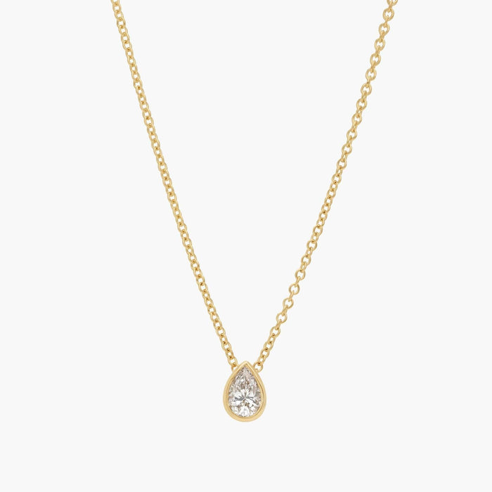 Solitaire Pear Shaped Bezel Necklace