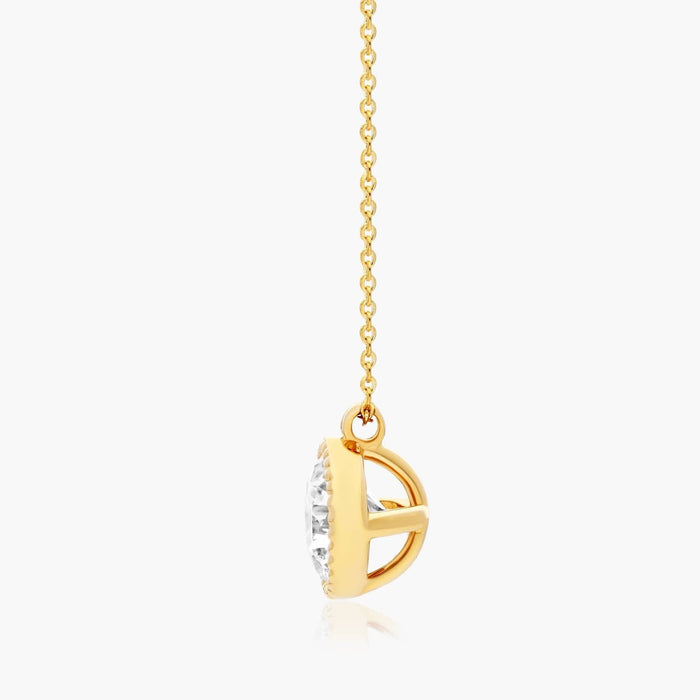Milgrain Bezel Diamond Pendant Necklace