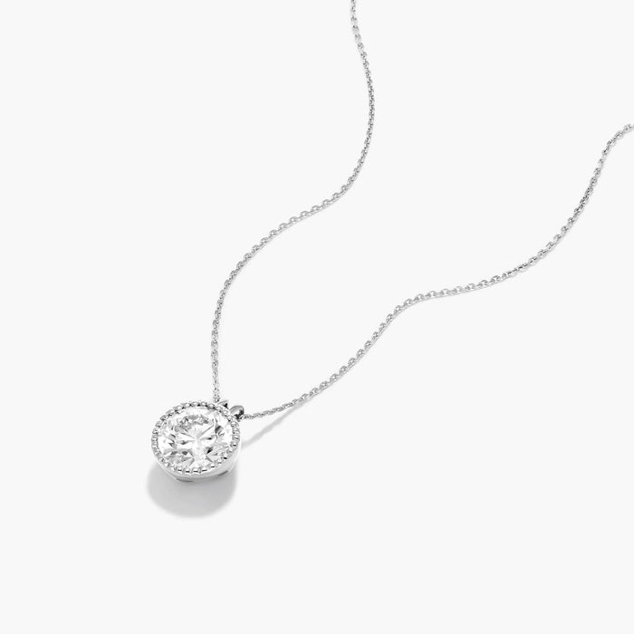 Milgrain Bezel Diamond Pendant Necklace