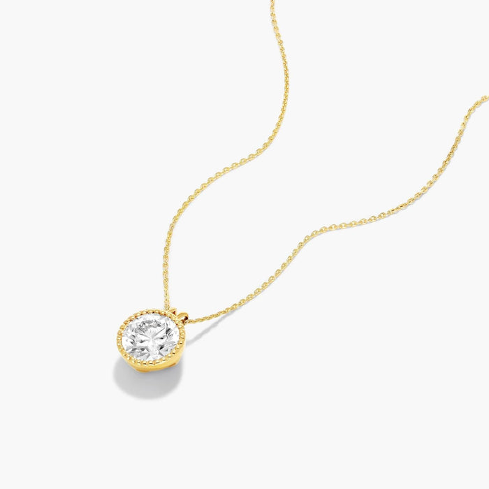 Milgrain Bezel Diamond Pendant Necklace