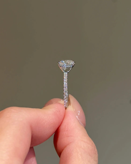 Pave Heart Shaped Diamond Ring with Hidden Halo