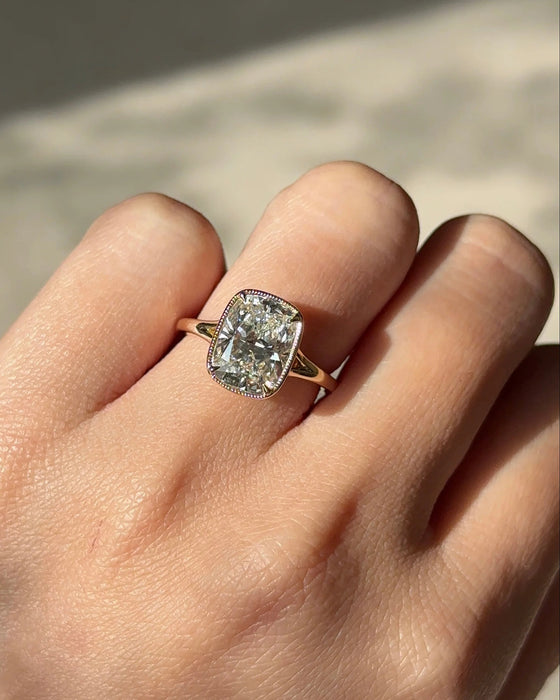 Solitaire Bezel Set Elongated Cushion Diamond Ring