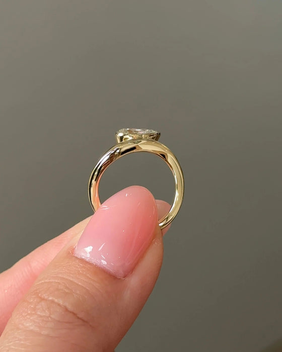 Bezel Set Pear Arc Pinky Diamond Ring