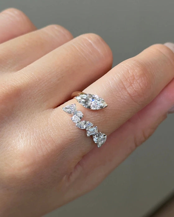 Two Tone Marquise Diamond Open Band