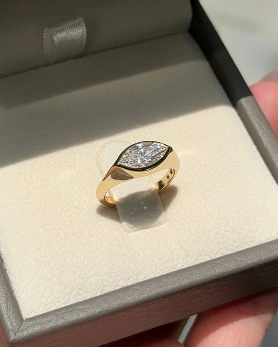 Bezel Set Marquise Pinky Diamond Ring
