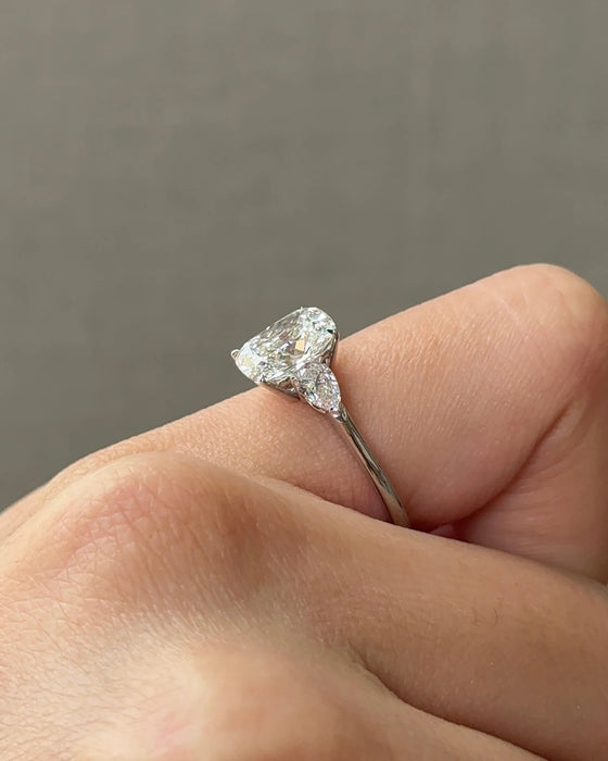 Three Stone Cushion Cut Diamond Ring