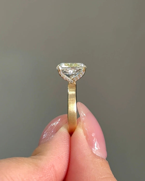 Solitaire Cushion with Cigar Band Diamond Ring