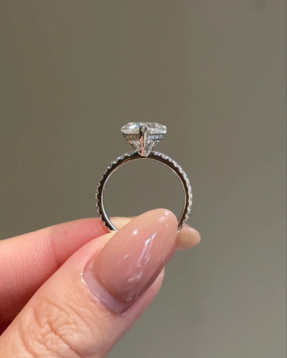 Pave Heart Shaped Diamond Ring with Hidden Halo