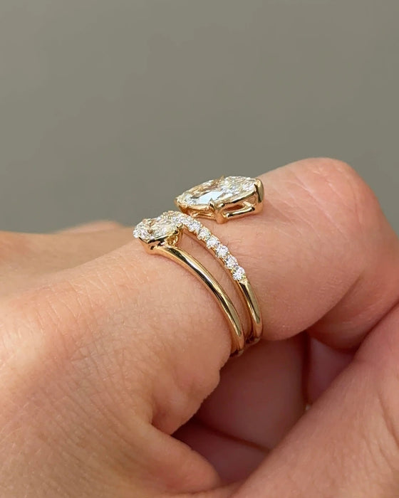 Marquise and Pear cut Twisted Pavé Diamond Ring