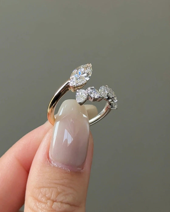 Two Tone Marquise Diamond Open Band
