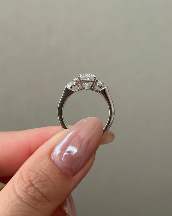 Three Stone Cushion Cut Diamond Ring