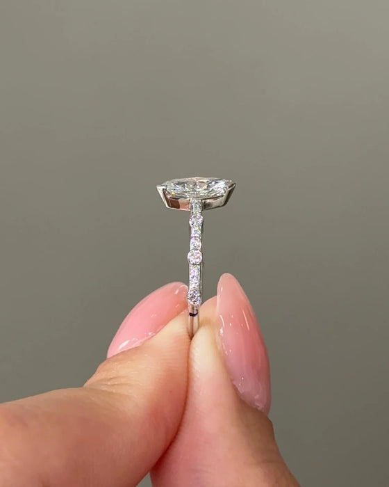 Bezel Set Marquise cut Arc Diamond Ring