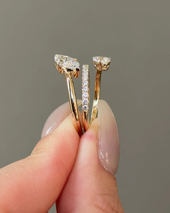 Marquise and Pear cut Twisted Pavé Diamond Ring