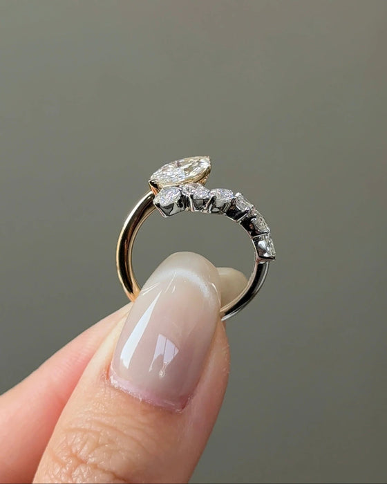 Two Tone Marquise Diamond Open Band