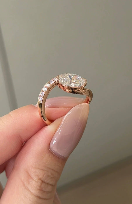 Oval Cut Curvy Pave Diamond Ring
