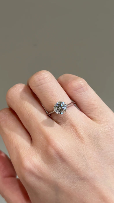 Solitaire Round Cut Diamond Ring with Knife Edge