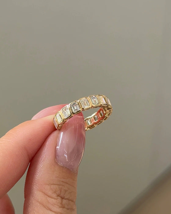 Emerald Cut Bezel Diamond Eternity Band