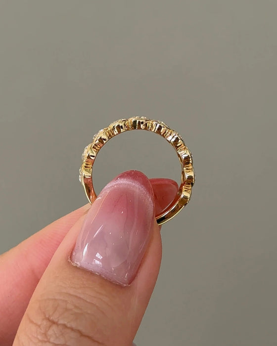 Oval Cut Bezel Diamond Half Eternity Band