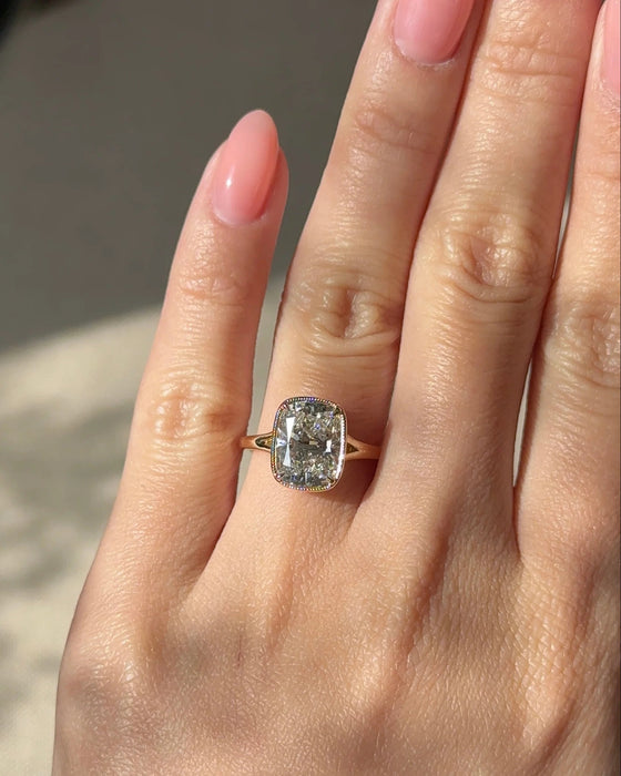 Solitaire Bezel Set Elongated Cushion Diamond Ring