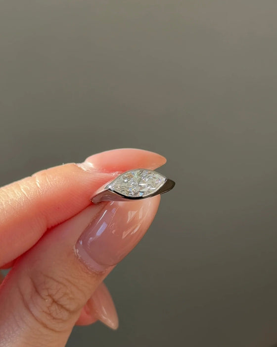 Bezel Set Marquise Pinky Diamond Ring