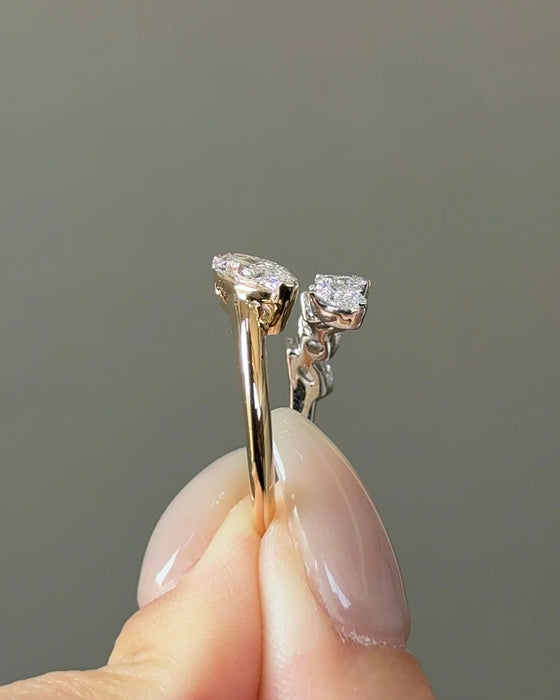 Two Tone Marquise Diamond Open Band