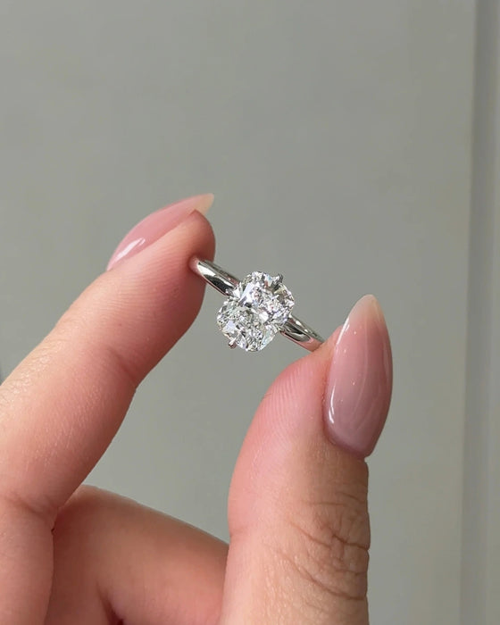 Cushion Cut Diamond Ring with Hidden Halo