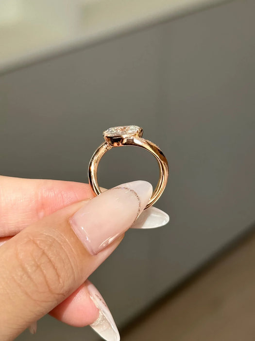 Oval Cut Curvy Pave Diamond Ring