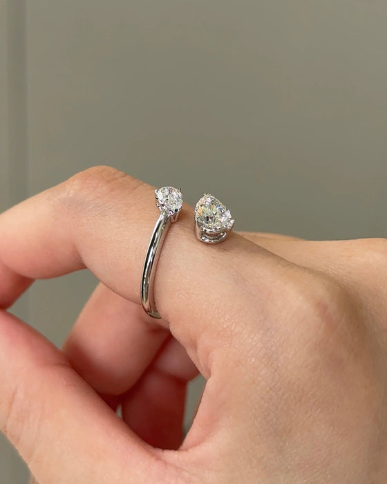 Double Pear Cut Diamond Cuff Ring