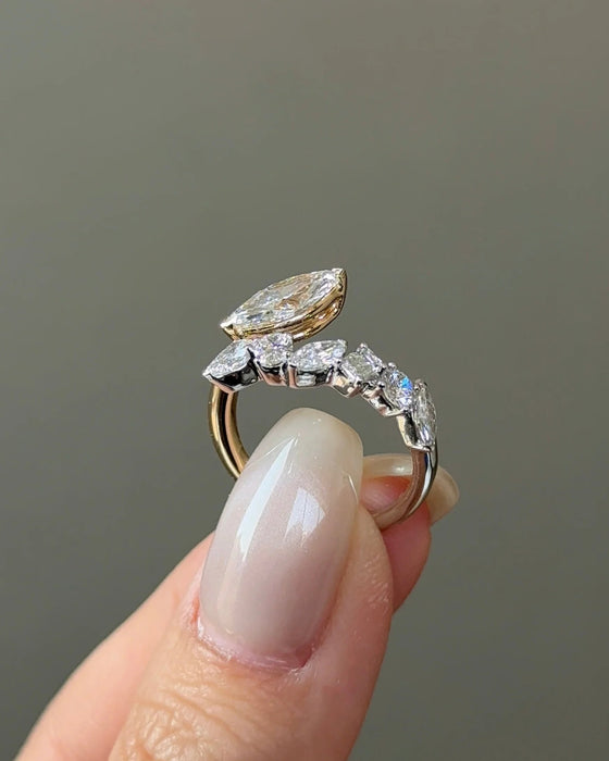 Two Tone Marquise Diamond Open Band